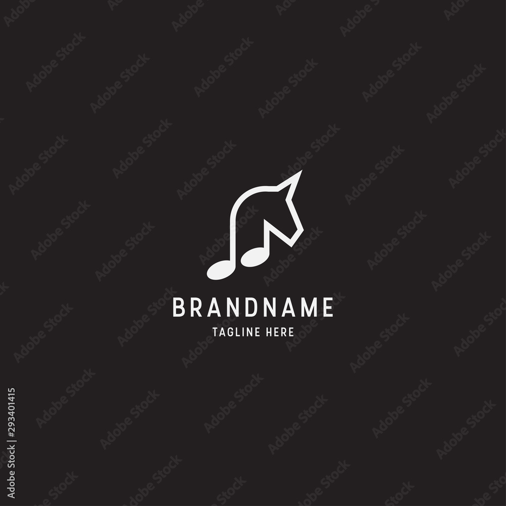Horse and Note Music Logo Icon Design Template Vector