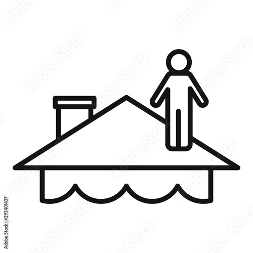 Flood roof house icon. Outline flood roof house vector icon for web design isolated on white background
