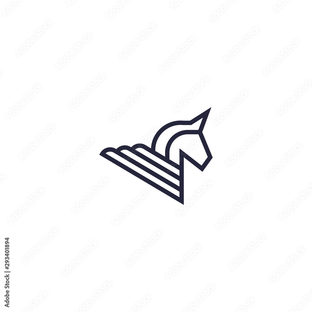 Pegasus Logo Icon Design Template. Line, Minimalist, Modern, Wing, Mystic Vector Pegasus Logo Icon Design Template. Line, Minimalist, Modern, Wing, Mystic Vector