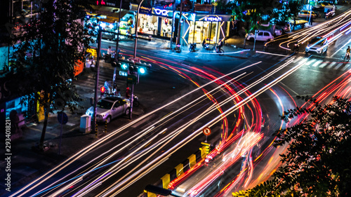 Busy streets at night in Cambodia
