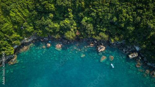 Island cliffs from the top, detail, forrest in Phu Quoc Vietnam