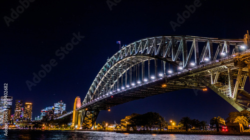 Wonderful, evening skyline view of Sydney Downtown with Harbor Bridge © Dragonfly