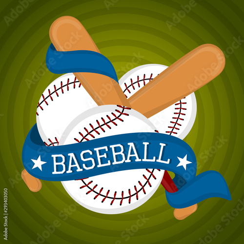 Baseball poster with a baseball balls and bat - Vector
