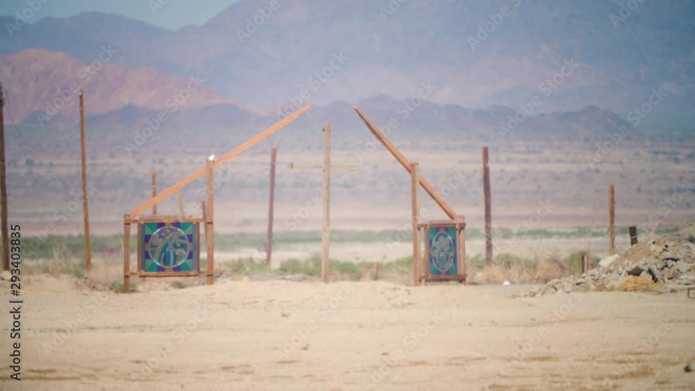 Strange art piece evoking a ruined church rises over the desert at Bombay Beach Strange art piece evoking a ruined church rises over the desert at Bombay Beach