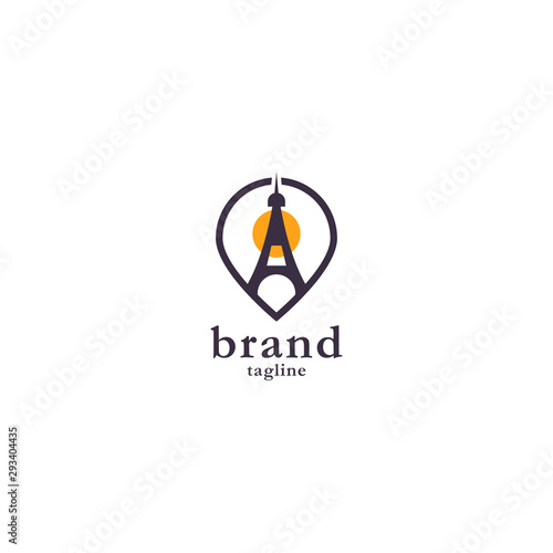Eiffel Point Logo Icon Design Template Vector