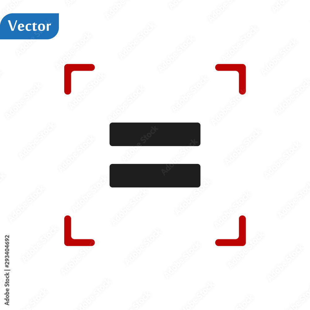 Equal sign in a red viewfinder isolated on white background. Conceptual vector illustration, easy to edit. Equal sign in a red viewfinder isolated on white background. Conceptual vector illustration, easy to edit.