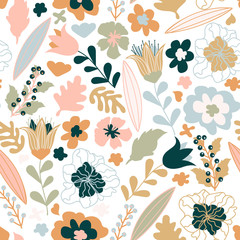 Stickers Bloemenmotief patronen Vrolijke bloemen en blaadjes voor babykamer  © scifilullaby