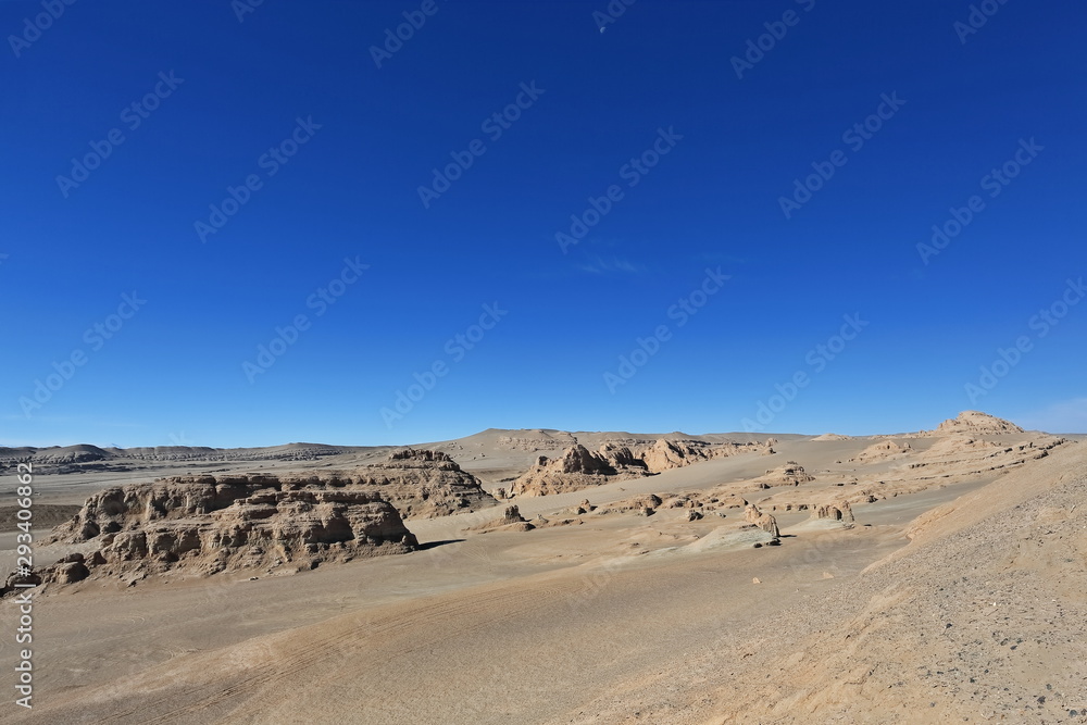 Yardangs-wind eroded rock and bedrock surfaces-alternating ridges and furrows-Qaidam desert-Qinghai-China-0537 Yardangs-wind eroded rock and bedrock surfaces-alternating ridges and furrows-Qaidam desert-Qinghai-China-0537
