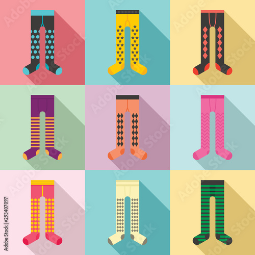Tights icons set. Flat set of tights vector icons for web design