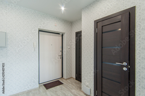 Russia, Moscow- May 07, 2018: interior room apartment. standard repair decoration in hostel. room doors, repair