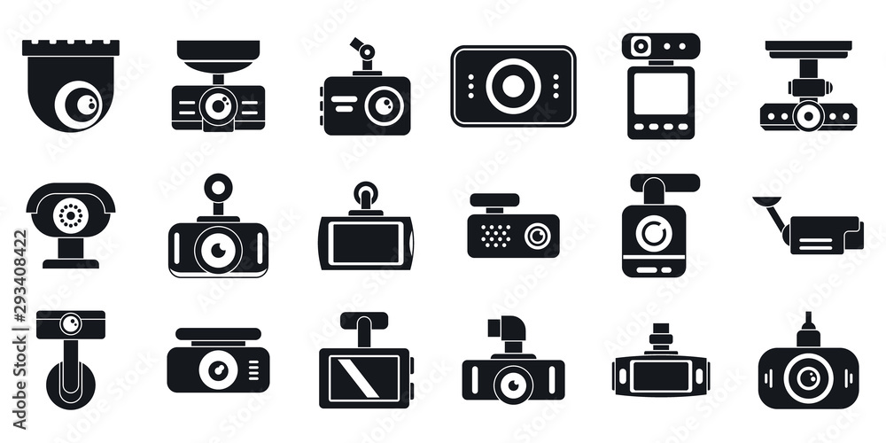 DVR camera icons set. Simple set of DVR camera vector icons for web design on white background DVR camera icons set. Simple set of DVR camera vector icons for web design on white background