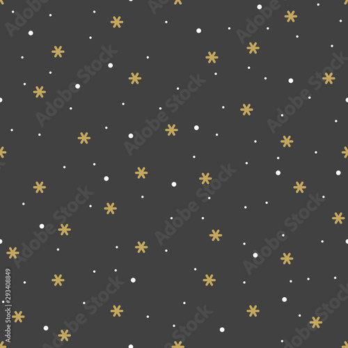 Vector seamless pattern with geometric snowflakes.