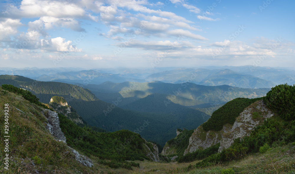 Beautiful view of Eastern Carpathians from the Toaka Peak, Romania