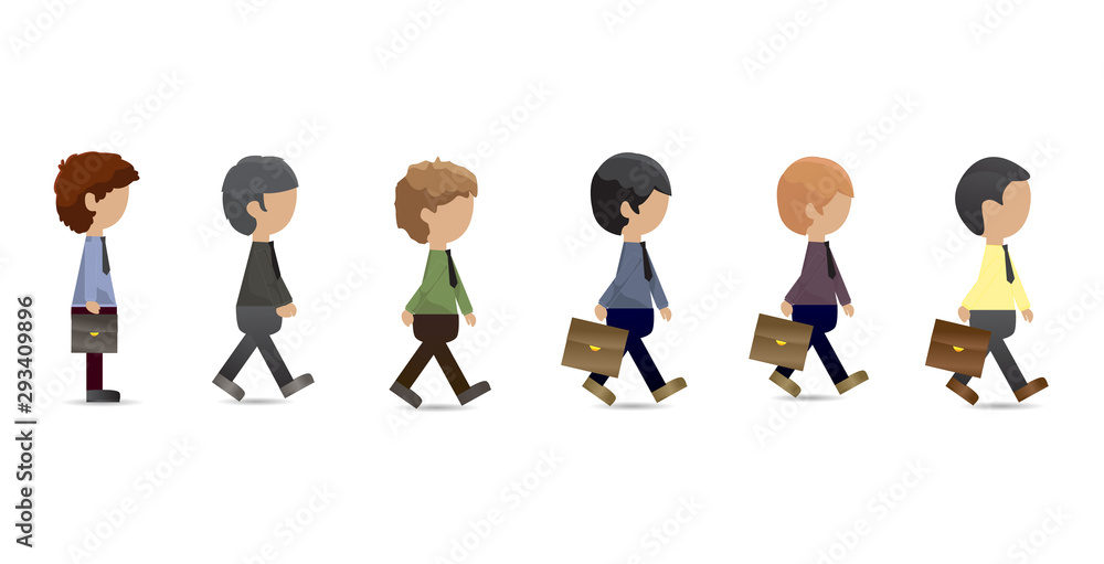 Business People Walking - Vector. Business Men Profile Set - Isolated On White Background. Company Staff Walking. Corporate People Concept. Cartoon Character Vector. Diverse Business People Moving vector de Stock | Adobe Stock Business People Walking - Vector. Business Men Profile Set - Isolated On White Background. Company Staff Walking. Corporate People Concept. Cartoon Character Vector. Diverse Business People Moving vector de Stock | Adobe Stock