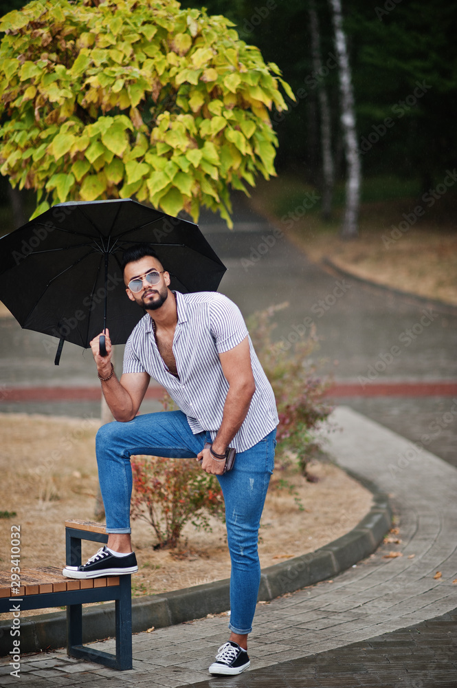 Fashionable tall arab beard man wear on 