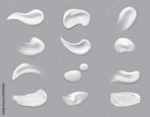 White cosmetic brush strokes isolated, makeup