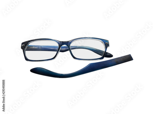 Broken glasses isolated on white background. Clipping Path