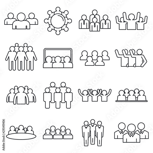 Audience customer icons set. Outline set of audience customer vector icons for web design isolated on white background