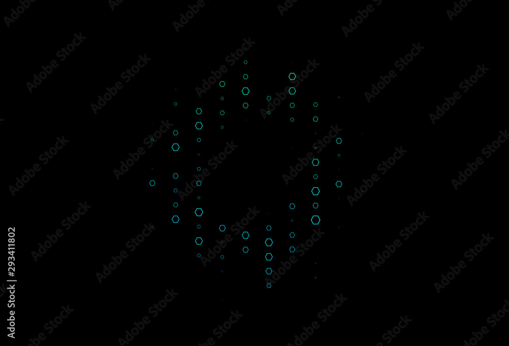 Dark Blue, Green vector template in hexagonal style. Dark Blue, Green vector template in hexagonal style.