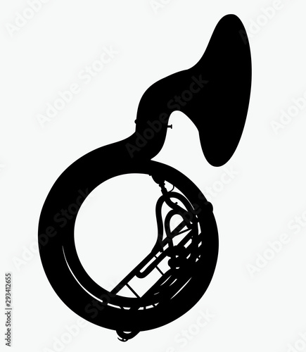 vector silhouette of sousaphone photo