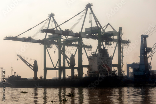 Extreme air pollution and large shipping port in Southeast Asia