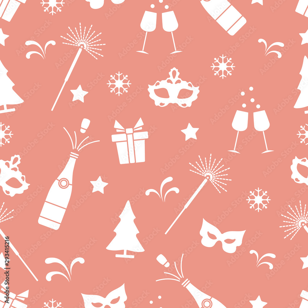 Seamless pattern with new year symbols. Seamless pattern with new year symbols.