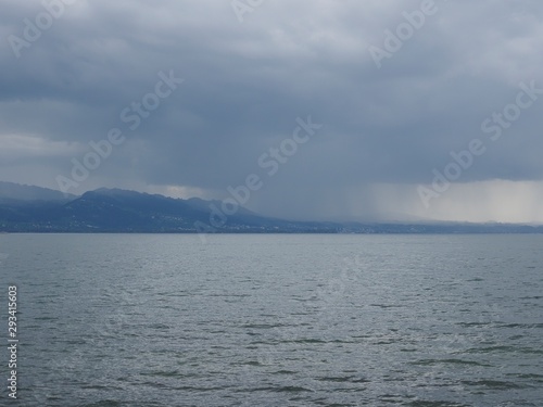 Lake Constance in rain clouds