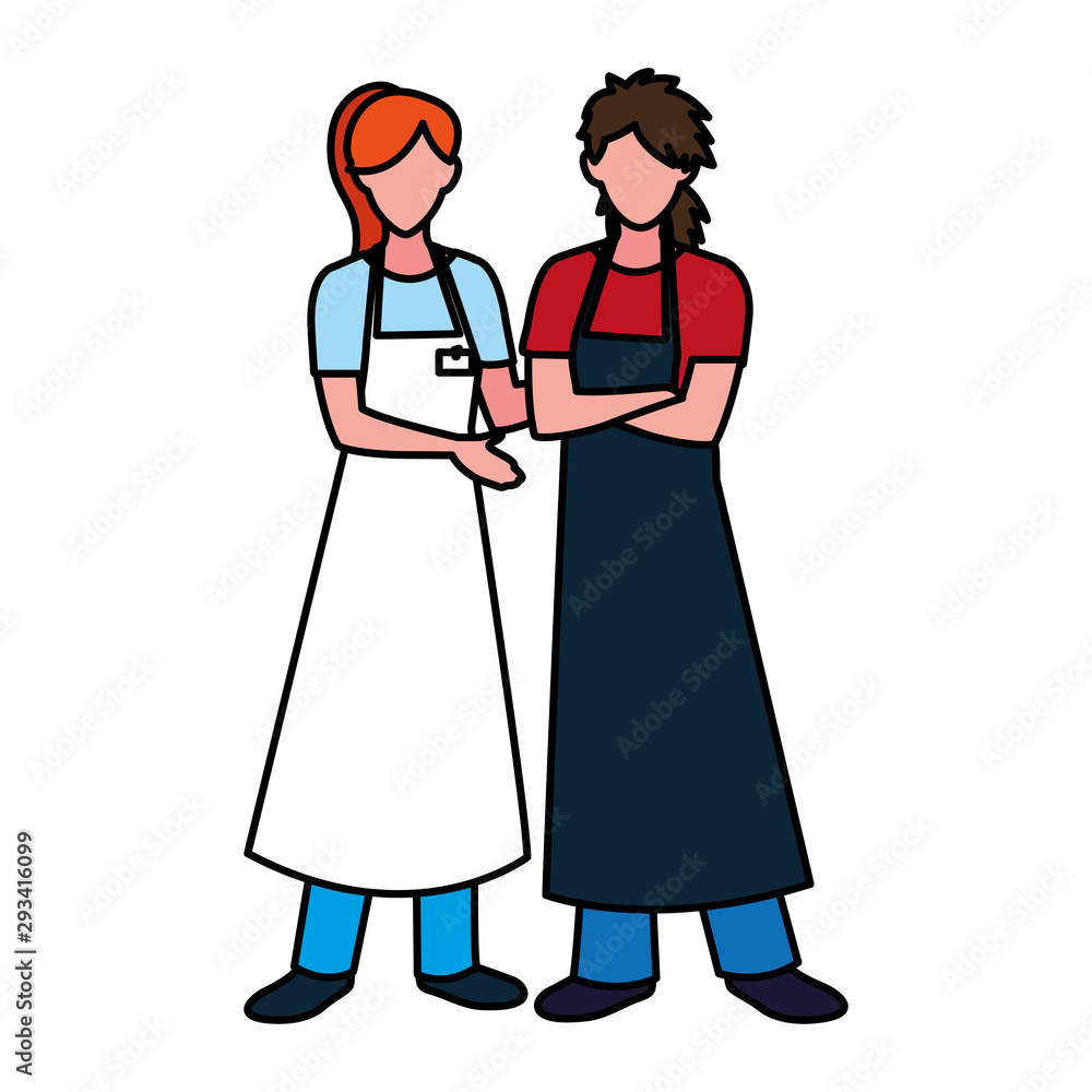 Isolated seller man and woman vector design