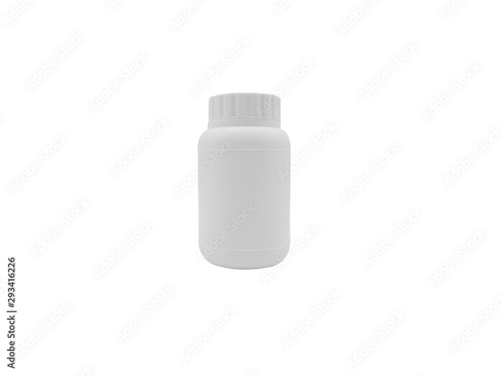 White plastic medicine bottle isolated on white background. Clipping Path White plastic medicine bottle isolated on white background. Clipping Path