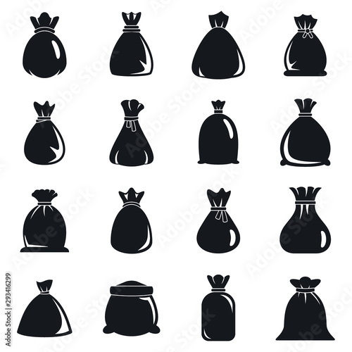Sack icons set. Simple set of sack vector icons for web design on white background