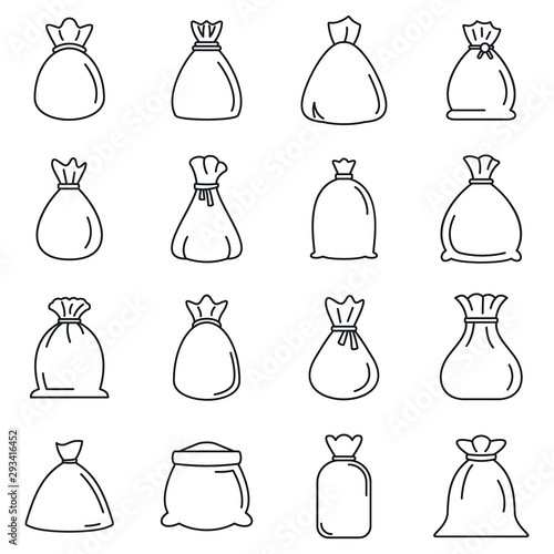 Bag icons set. Outline set of bag vector icons for web design isolated on white background photo