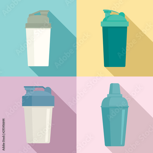 Shaker icons set. Flat set of shaker vector icons for web design
