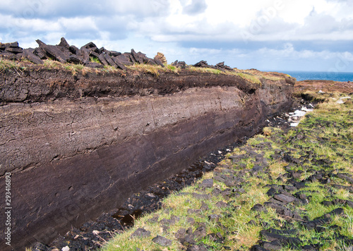 Canvas Print Traditional peat digging on the island of Whalsay in Shetland, UK
