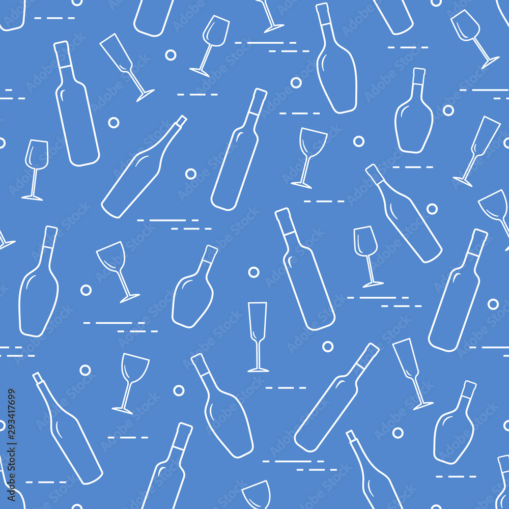 Pattern of wine glasses and bottles of wine. Pattern of wine glasses and bottles of wine.