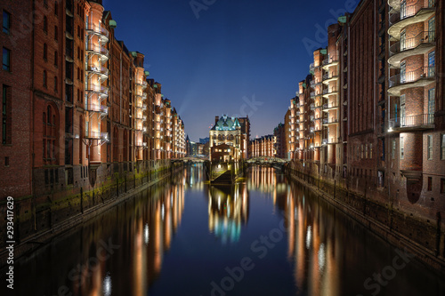 SpichlerStadt castle canal in hamburg