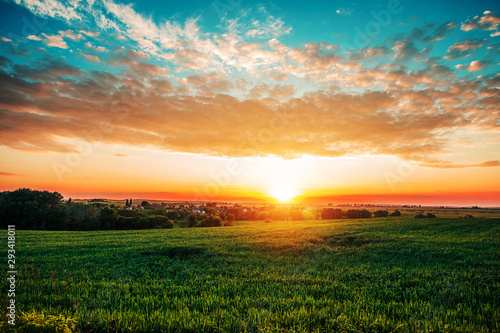 Green Field and Beautiful Sunset © Ruslan Ivantsov