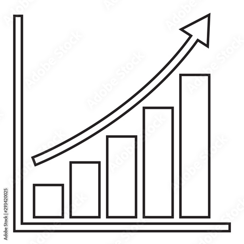 financial growth chart with trend line graph. bar chart. Vector illustration isolated on white background.