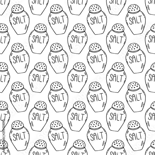 Salt seamless pattern background. Kitchen pattern for recipe book or menu design.