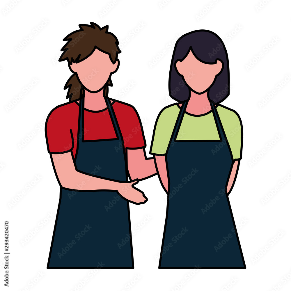 Isolated seller man and woman vector design Isolated seller man and woman vector design