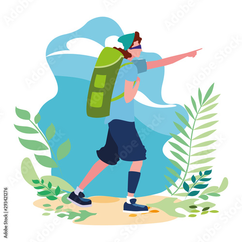 Isolated trekking man vector design