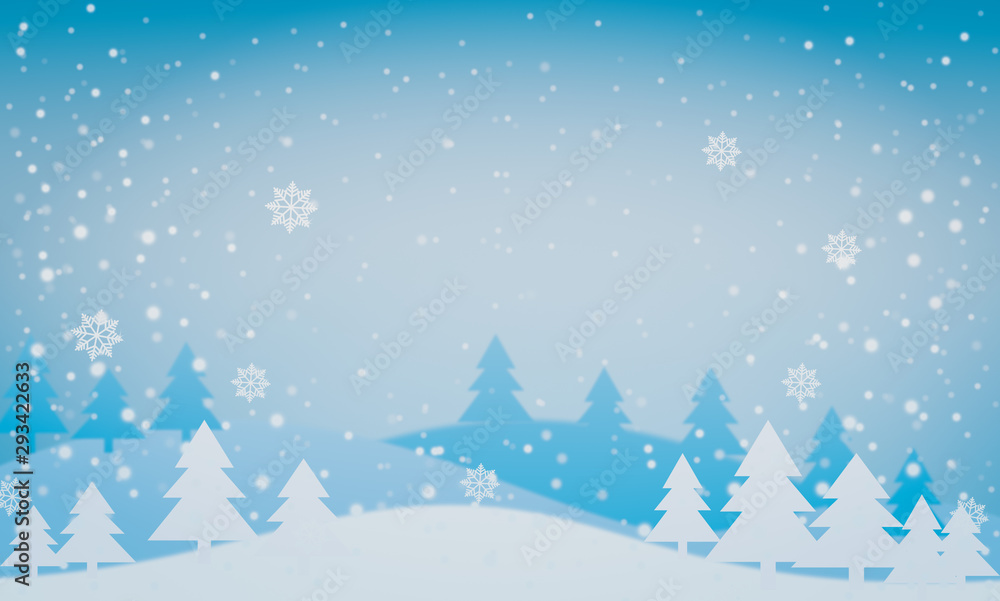 Naklejka Natural Winter Christmas background with sky chrisrtmas tree