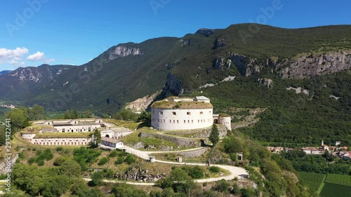 Forte Rivoli Veronese or Forte Wohlgemuth. The building was built between the second half of 1849 and 1852.  Flying on drone photo