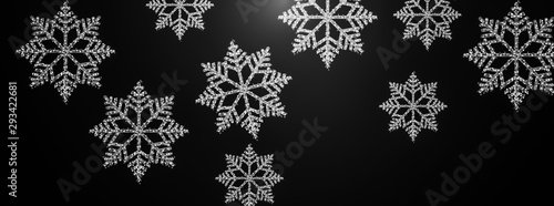christmas background with snowflakes pattern abstract on black background