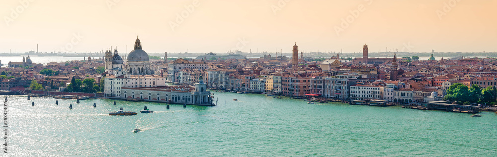 Panoramic view of the  Punta Dogana Santa Maria della Salute  in Venice