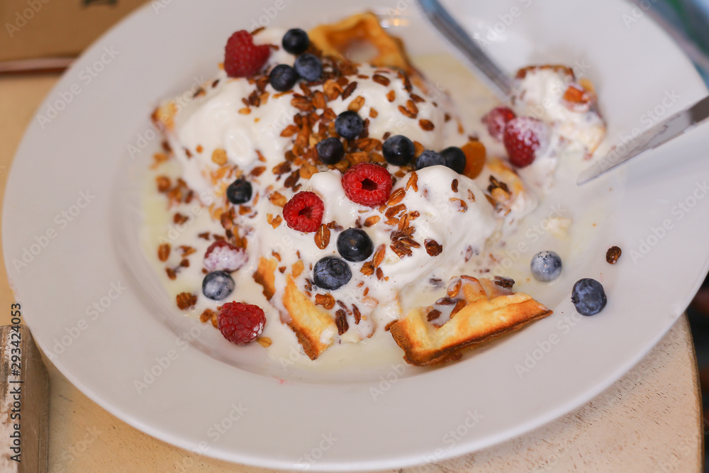 wafers with ice cream and berries wafers with ice cream and berries