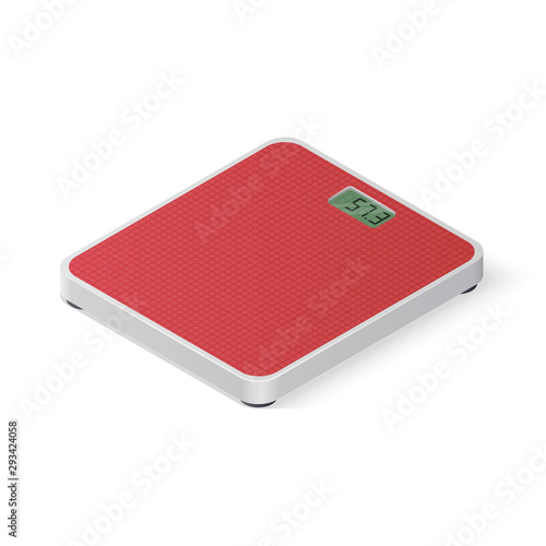 Digital floor scales isolated on white background. Isometric vector illustration