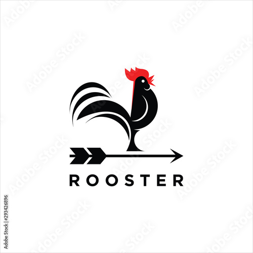 rooster logo simple modern poultry design with arrow vector template