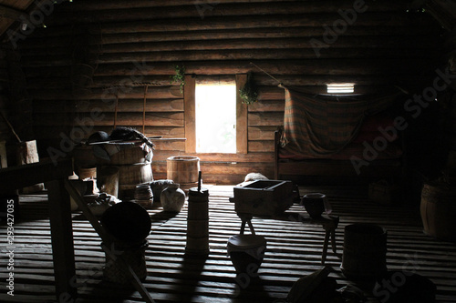 Inside an old Russian hut (izba)