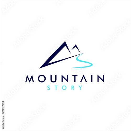 mountain logo sharp valley river edge simple design inspiration