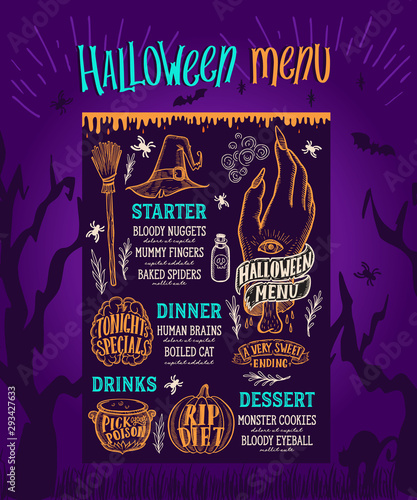 Halloween food menu for scary party event